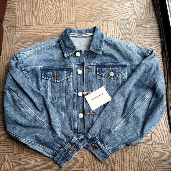 NWT Alexander Wang Denim Jacket With Silver Nickel Coin Buttons - Picture 2 of 14